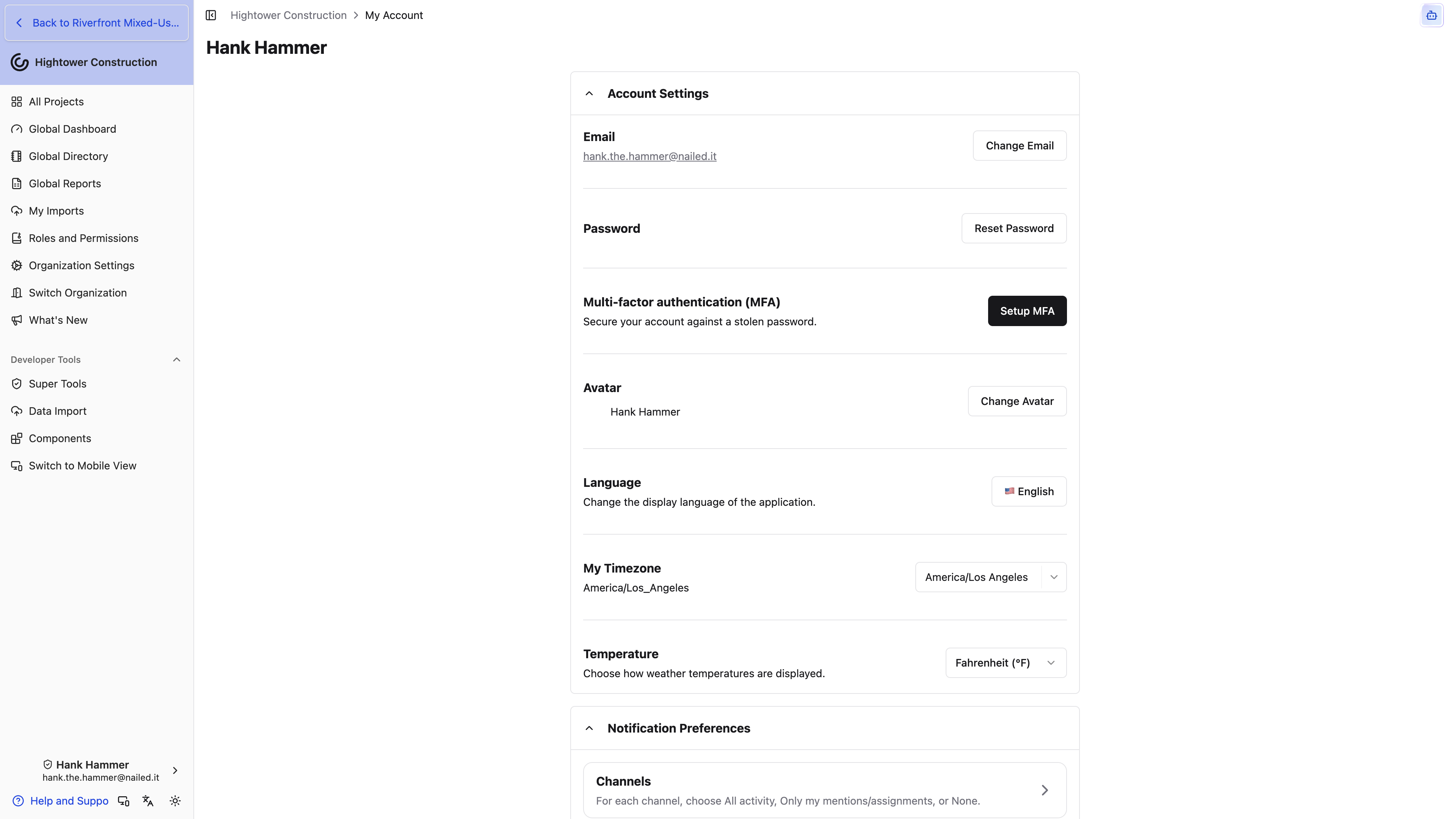 Desktop: Account Settings shows the Setup MFA action beside the multi-factor authentication setting.