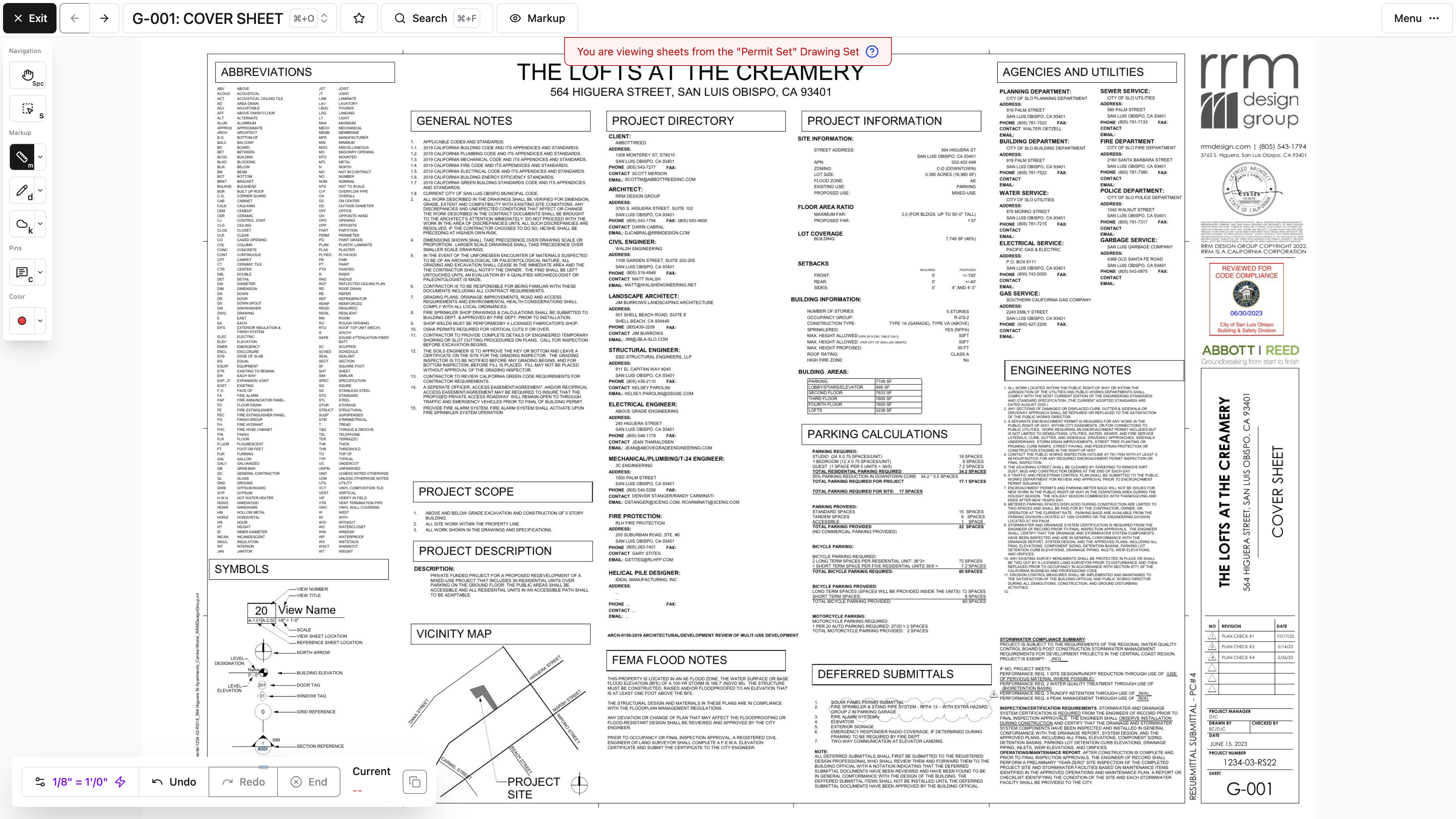 Desktop: The measurement tools show drawing scale and calibration controls beside the open sheet.