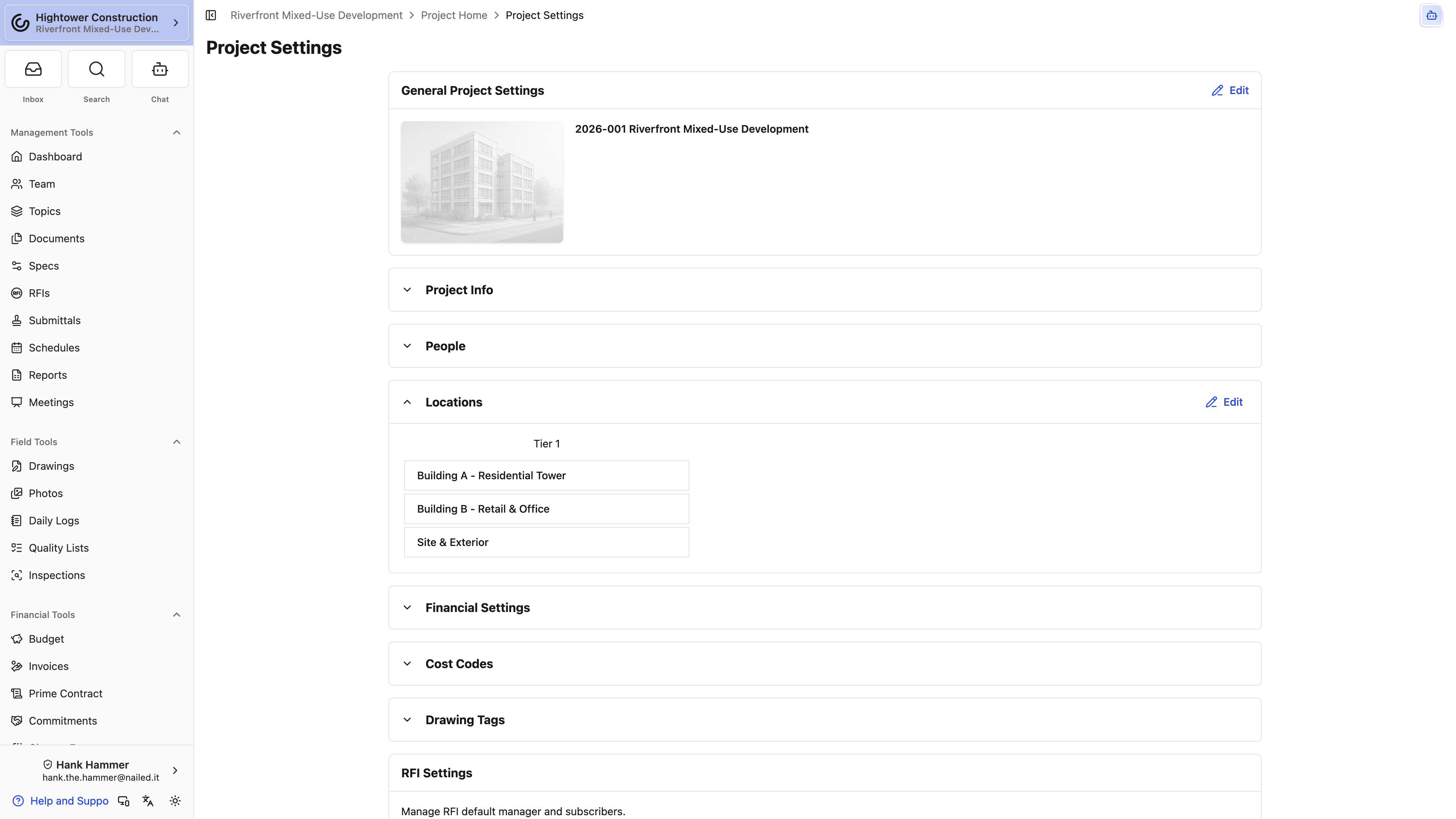 Desktop: Project Settings shows the General Project Settings summary and configured project Locations.